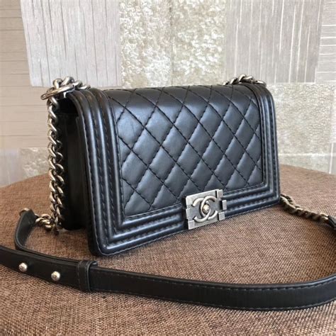 borsa bag chanel le boy chevron calfskin|Chanel black handbags.